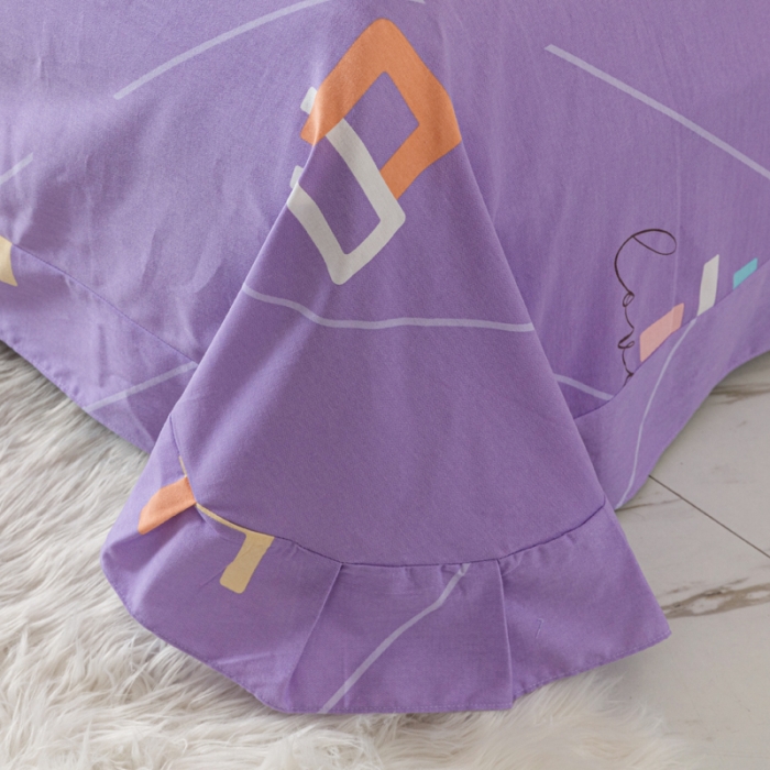 91家纺网 家纺一手货源 找家纺 青竹苑 2022新款全棉磨毛印花四件套 伊芙伦-紫