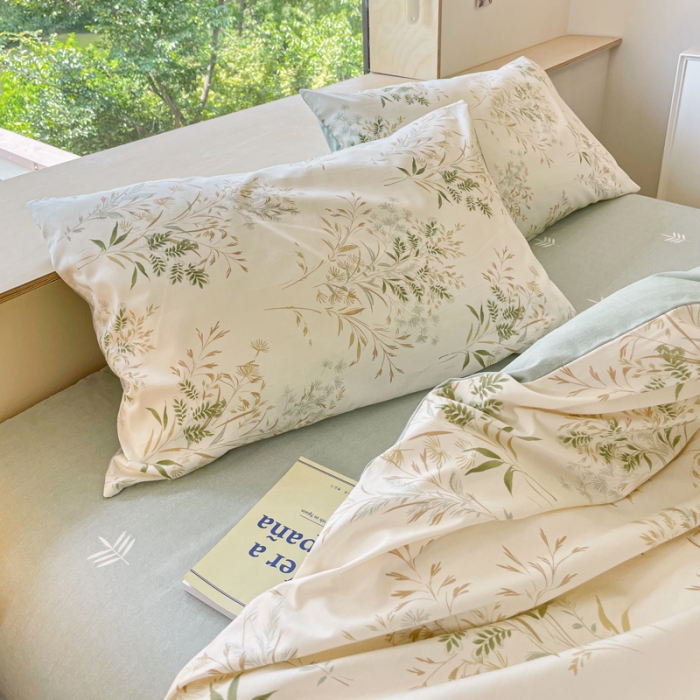 91家纺网 家纺一手货源 找家纺 芊寻家居   2024新款全棉13372印花四件套 仙草