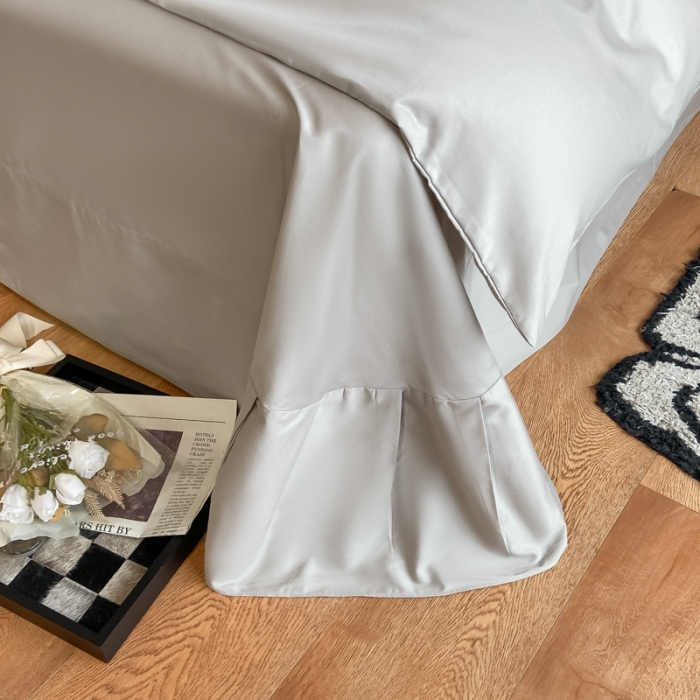 91家纺网 家纺一手货源 找家纺 高级感简约60s贡缎长绒棉纯色双拼床上四件套全棉被套烟墨灰