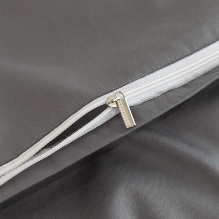 91家纺网 家纺一手货源 找家纺 高级感简约贡缎长绒棉纯色双拼床上四件套全棉被套烟墨灰+雅士灰