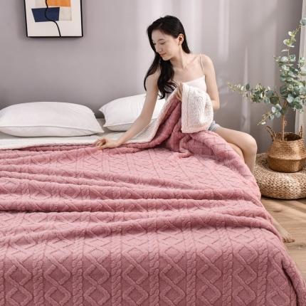 91家纺网 家纺一手货源 找家纺 爱她美 2022新款舒棉绒塔芙绒毯子盖毯毛毯子 豆沙粉