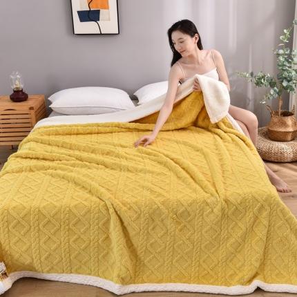 91家纺网 家纺一手货源 找家纺 爱她美 2022新款舒棉绒塔芙绒毯子盖毯毛毯子 柠檬黄