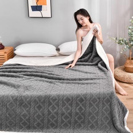 91家纺网 家纺一手货源 找家纺 爱她美 2022新款舒棉绒塔芙绒毯子盖毯毛毯子 深空灰