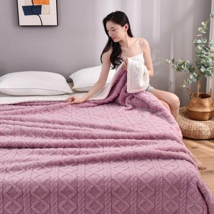 91家纺网 家纺一手货源 找家纺 爱她美 2022新款舒棉绒塔芙绒毯子盖毯毛毯子 香芋紫