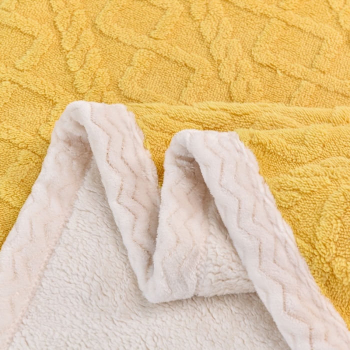 91家纺网 家纺一手货源 找家纺 爱她美 2022新款舒棉绒塔芙绒毯子盖毯毛毯子 柠檬黄