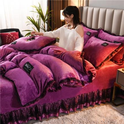 铠畅 2022新款牛奶绒四件套-倾城系列 倾城豆沙