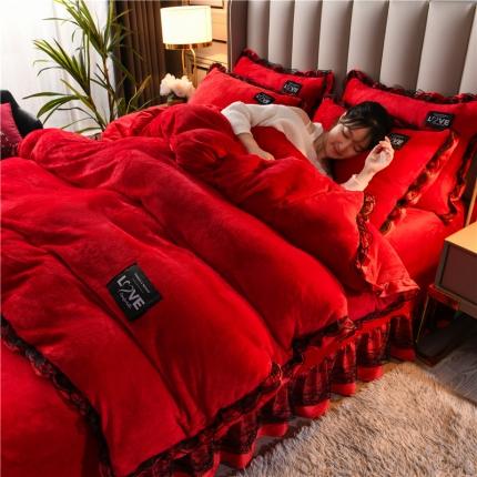 铠畅 2022新款牛奶绒四件套-倾城系列 倾城酒红