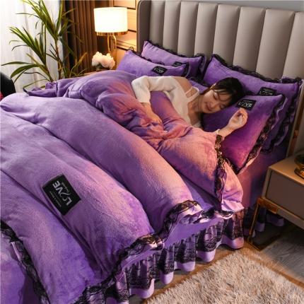 铠畅 2022新款牛奶绒四件套-倾城系列 倾城浅紫