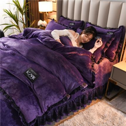 91家纺网 家纺一手货源 找家纺 铠畅 2022新款牛奶绒四件套-倾城系列 倾城雅紫