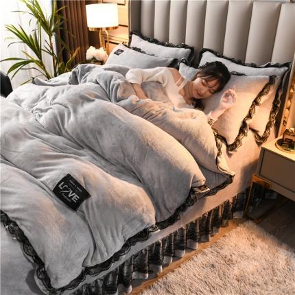 铠畅 2022新款牛奶绒四件套-倾城系列 倾城银灰