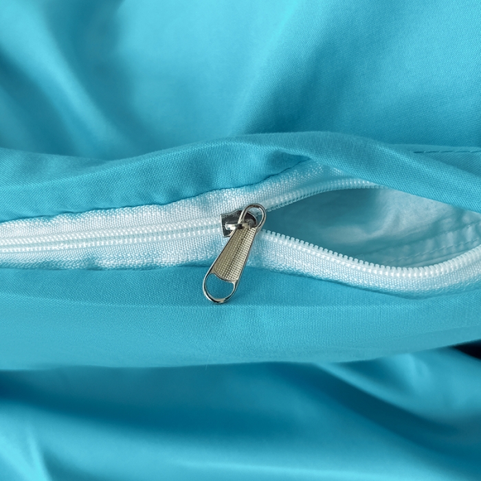 91家纺网 家纺一手货源 找家纺 蓝淋家纺 2022新款纯色双拼四件套 湖蓝