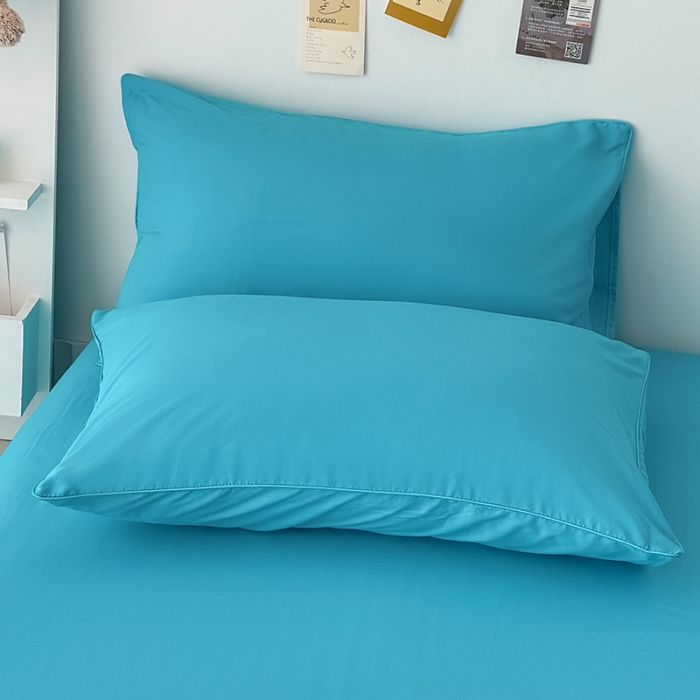 91家纺网 家纺一手货源 找家纺 蓝淋家纺 2022新款纯色双拼四件套 湖蓝