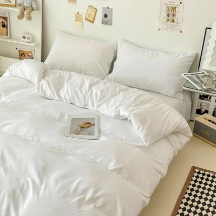 蓝淋家纺 2022新款纯色双拼四件套 米白色