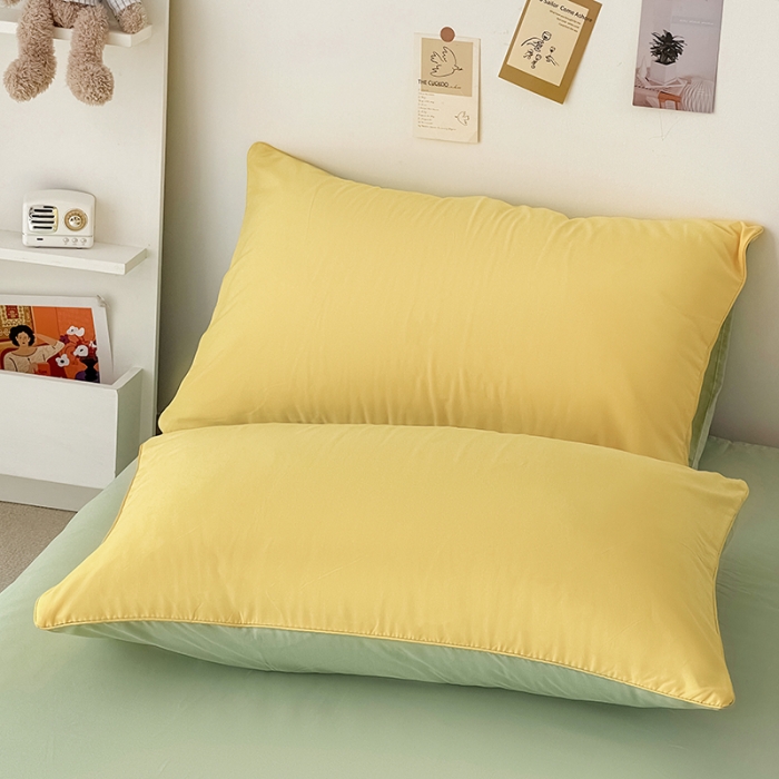 91家纺网 家纺一手货源 找家纺 蓝淋家纺 2022新款纯色双拼四件套 奶黄绿