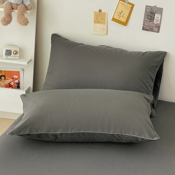 91家纺网 家纺一手货源 找家纺 蓝淋家纺 2022新款纯色双拼四件套 深灰色