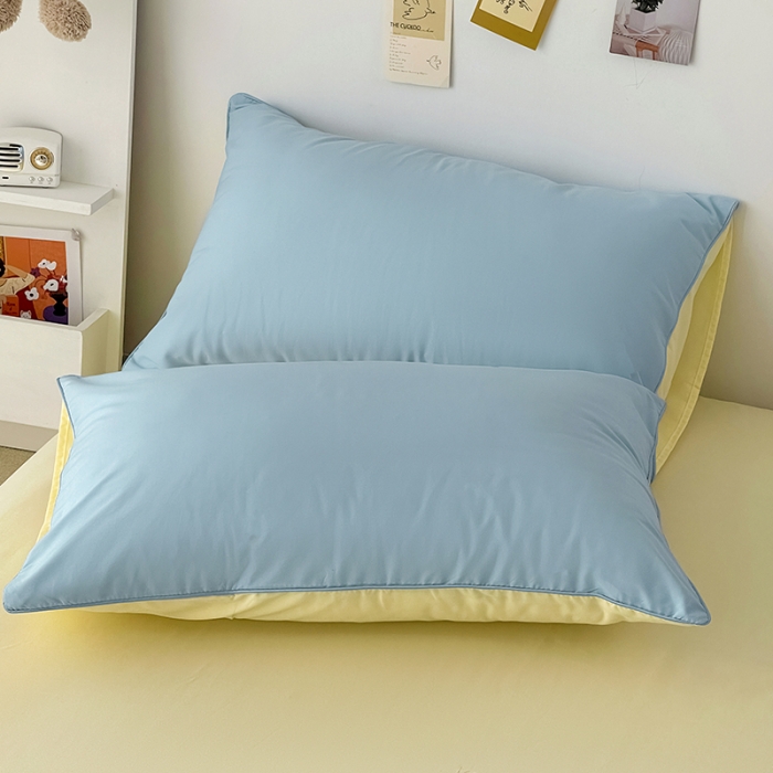 91家纺网 家纺一手货源 找家纺 蓝淋家纺 2022新款纯色双拼四件套 天空蓝芝士