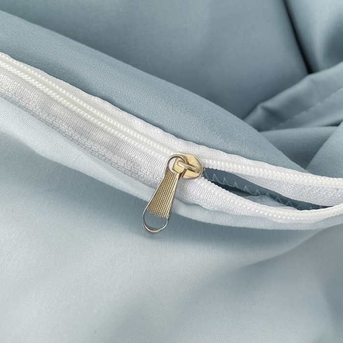 91家纺网 家纺一手货源 找家纺 蓝淋家纺 2022新款纯色双拼四件套 月光雾蓝