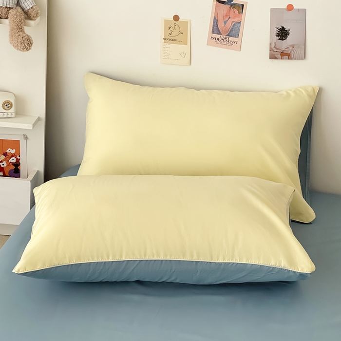 91家纺网 家纺一手货源 找家纺 蓝淋家纺 2022新款纯色双拼四件套 芝士蓝灰