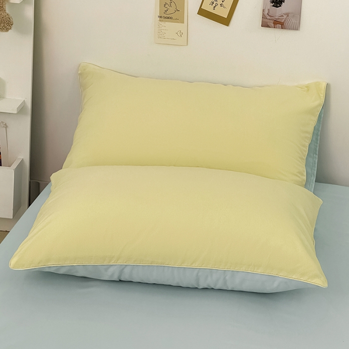 91家纺网 家纺一手货源 找家纺 蓝淋家纺 2022新款纯色双拼四件套 芝士浅蓝