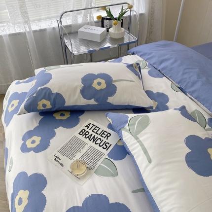 卡巴伦家纺 2023新款全棉花漾系列单品枕套 向阳花-蓝