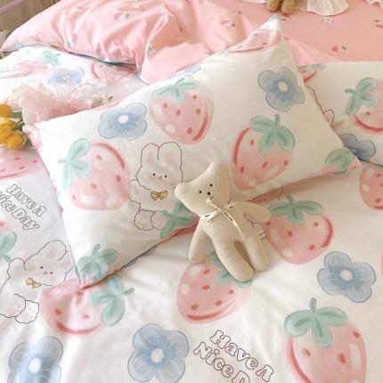 卡巴伦家纺 2023新款全棉花漾系列单品枕套 甜心草莓