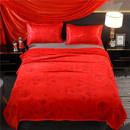 91家纺网 家纺一手货源 找家纺 爱她美家纺 2022新款300g金貂绒毛毯 大红玫瑰