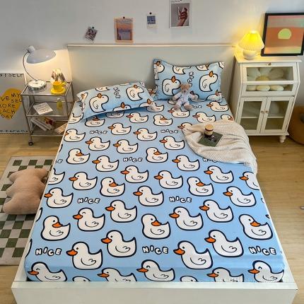 91家纺网 家纺一手货源 找家纺 宏源家纺 2022新款亲肤棉芦荟棉单床笠 多多鸭蓝