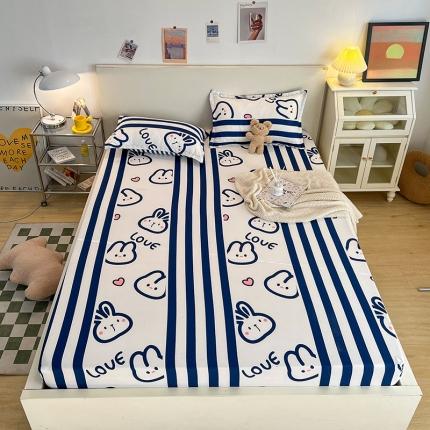 91家纺网 家纺一手货源 找家纺 宏源家纺 2022新款亲肤棉芦荟棉单床笠 条纹兔