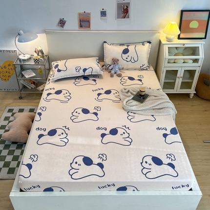 宏源家纺 2022新款亲肤棉芦荟棉单床笠 欢乐小狗