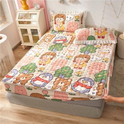 91家纺网 家纺一手货源 找家纺 舒居 2022新款200g高克重双防滑牛奶绒床笠 儿童乐园