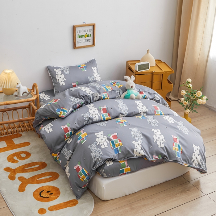 91家纺网 家纺一手货源 找家纺 ds生活馆 2025新款儿童60支贡缎长绒棉单被套（定制） 潮酷公仔