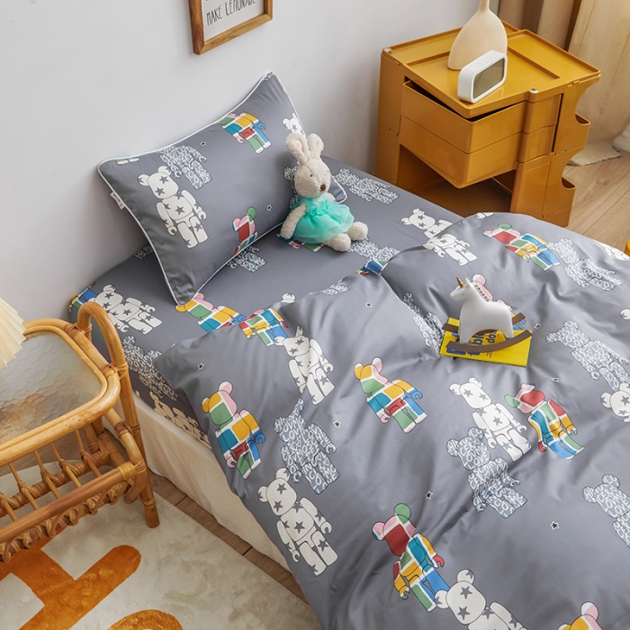 91家纺网 家纺一手货源 找家纺 ds生活馆 2025新款儿童60支贡缎长绒棉单被套（定制） 潮酷公仔