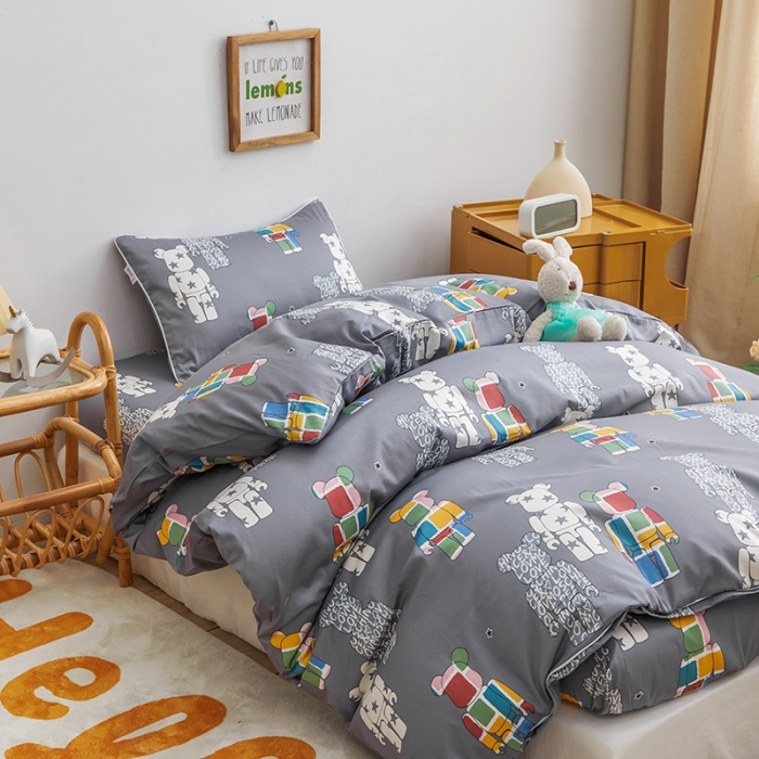 91家纺网 家纺一手货源 找家纺 ds生活馆 2025新款儿童60支贡缎长绒棉单被套（定制） 潮酷公仔