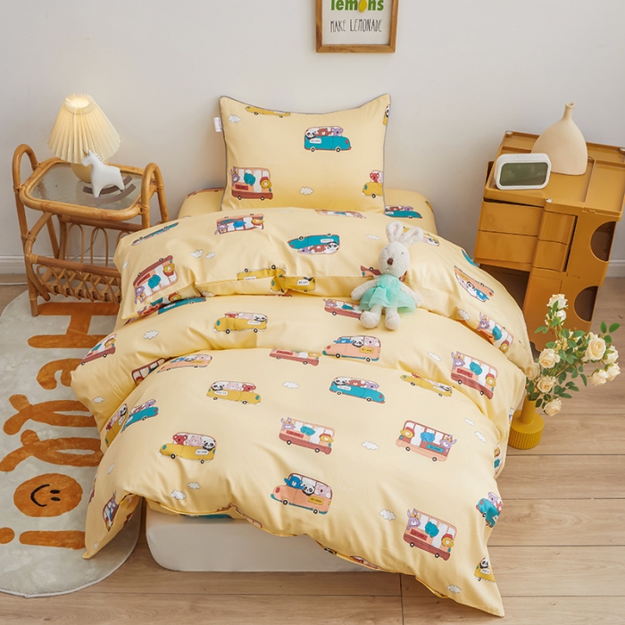 91家纺网 家纺一手货源 找家纺 ds生活馆 2025新款儿童60支贡缎长绒棉单被套（定制） 动物巴士