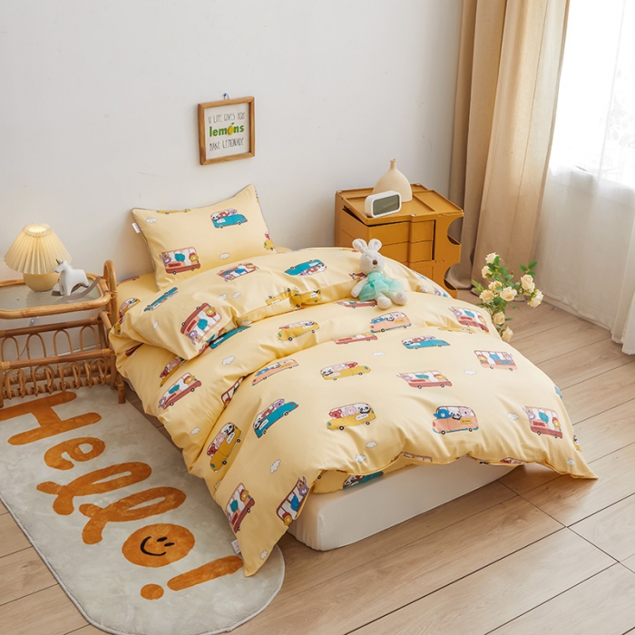 91家纺网 家纺一手货源 找家纺 ds生活馆 2025新款儿童60支贡缎长绒棉单被套（定制） 动物巴士