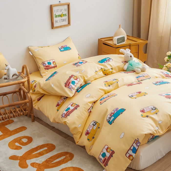 91家纺网 家纺一手货源 找家纺 ds生活馆 2025新款儿童60支贡缎长绒棉单被套（定制） 动物巴士