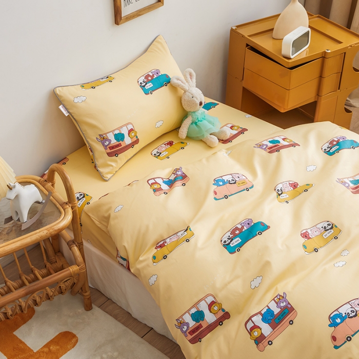 91家纺网 家纺一手货源 找家纺 ds生活馆 2025新款儿童60支贡缎长绒棉单被套（定制） 动物巴士