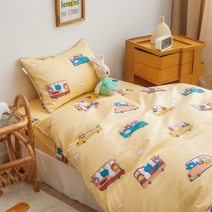 91家纺网 家纺一手货源 找家纺 ds生活馆 2025新款儿童60支贡缎长绒棉单被套（定制） 动物巴士