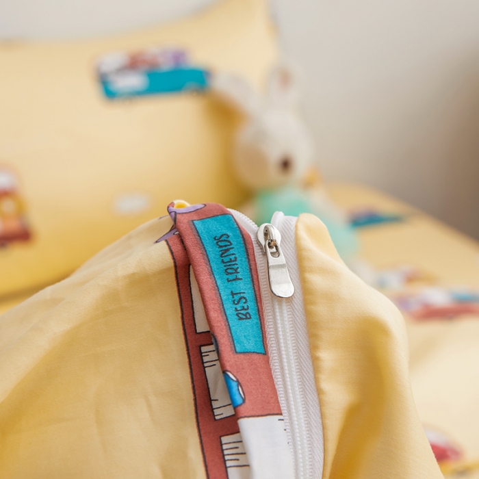 91家纺网 家纺一手货源 找家纺 ds生活馆 2025新款儿童60支贡缎长绒棉单被套（定制） 动物巴士