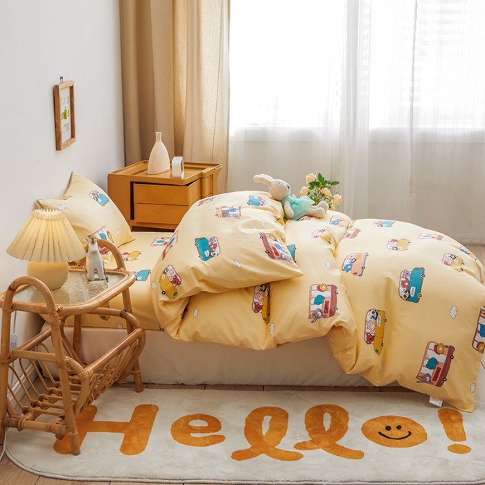 91家纺网 家纺一手货源 找家纺 ds生活馆 2025新款儿童60支贡缎长绒棉单被套（定制） 动物巴士