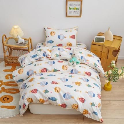 ds生活馆 2025新款儿童60支贡缎长绒棉单被套（定制） 锦鲤