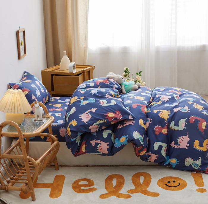 91家纺网 家纺一手货源 找家纺 ds生活馆 儿童60支贡缎长绒棉单被套（定制） 恐龙战队-蓝