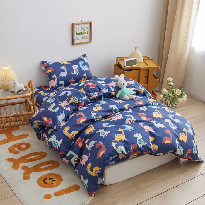 91家纺网 家纺一手货源 找家纺 ds生活馆 儿童60支贡缎长绒棉单被套（定制） 恐龙战队-蓝