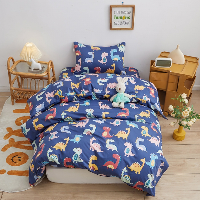 91家纺网 家纺一手货源 找家纺 ds生活馆 儿童60支贡缎长绒棉单被套（定制） 恐龙战队-蓝