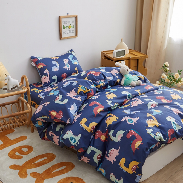 91家纺网 家纺一手货源 找家纺 ds生活馆 儿童60支贡缎长绒棉单被套（定制） 恐龙战队-蓝