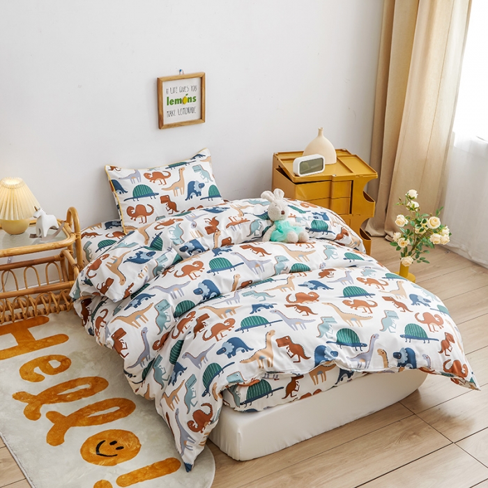 91家纺网 家纺一手货源 找家纺 ds生活馆 儿童60支贡缎长绒棉单被套（定制） 恐龙战队-米