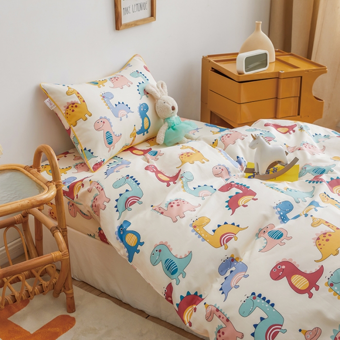 91家纺网 家纺一手货源 找家纺 ds生活馆 2025新款儿童60支贡缎长绒棉单被套（定制） 快乐恐龙