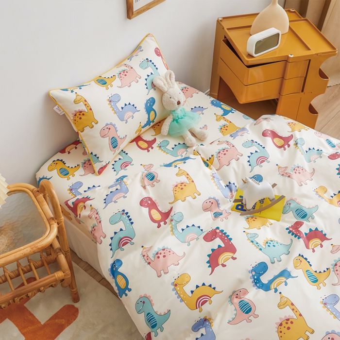 91家纺网 家纺一手货源 找家纺 ds生活馆 2025新款儿童60支贡缎长绒棉单被套（定制） 快乐恐龙
