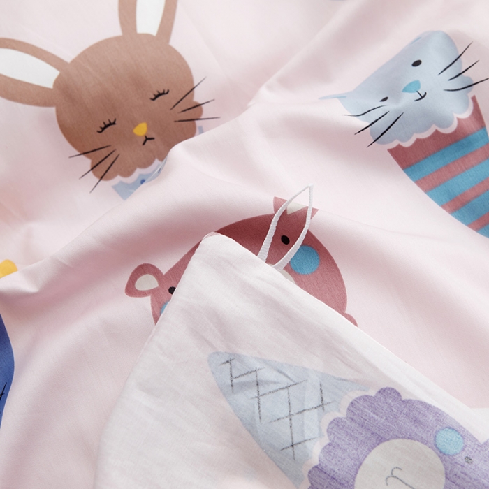 91家纺网 家纺一手货源 找家纺 ds生活馆 2025新款儿童60支贡缎长绒棉单被套（定制） 萌宠冰淇淋