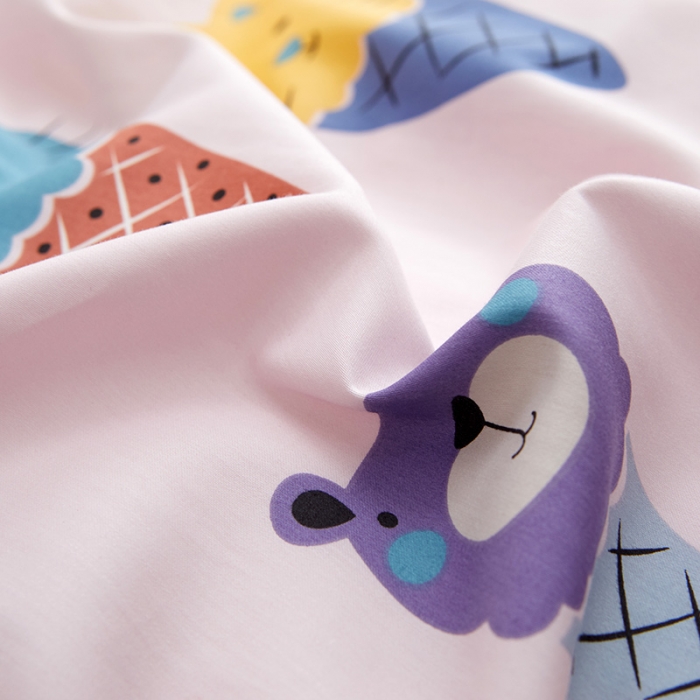 91家纺网 家纺一手货源 找家纺 ds生活馆 2025新款儿童60支贡缎长绒棉单被套（定制） 萌宠冰淇淋